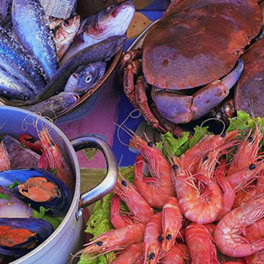 Fresh seafood by the coast
